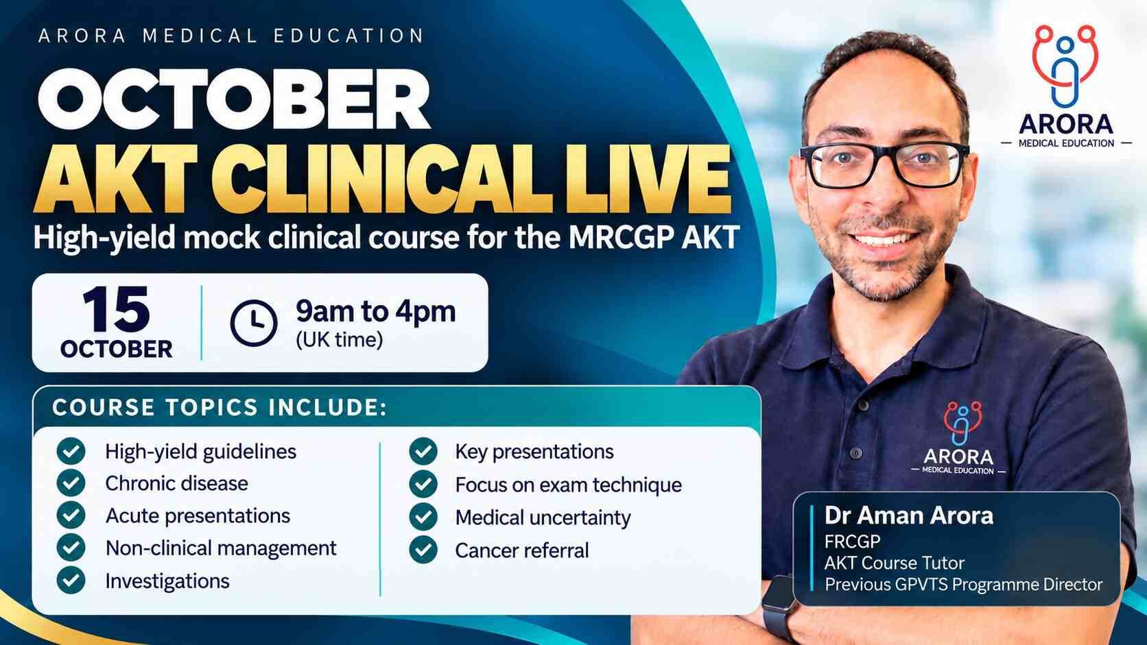 MRCGP AKT Mock Clinical Live Course (09.00-16.00) | 15 October 2026